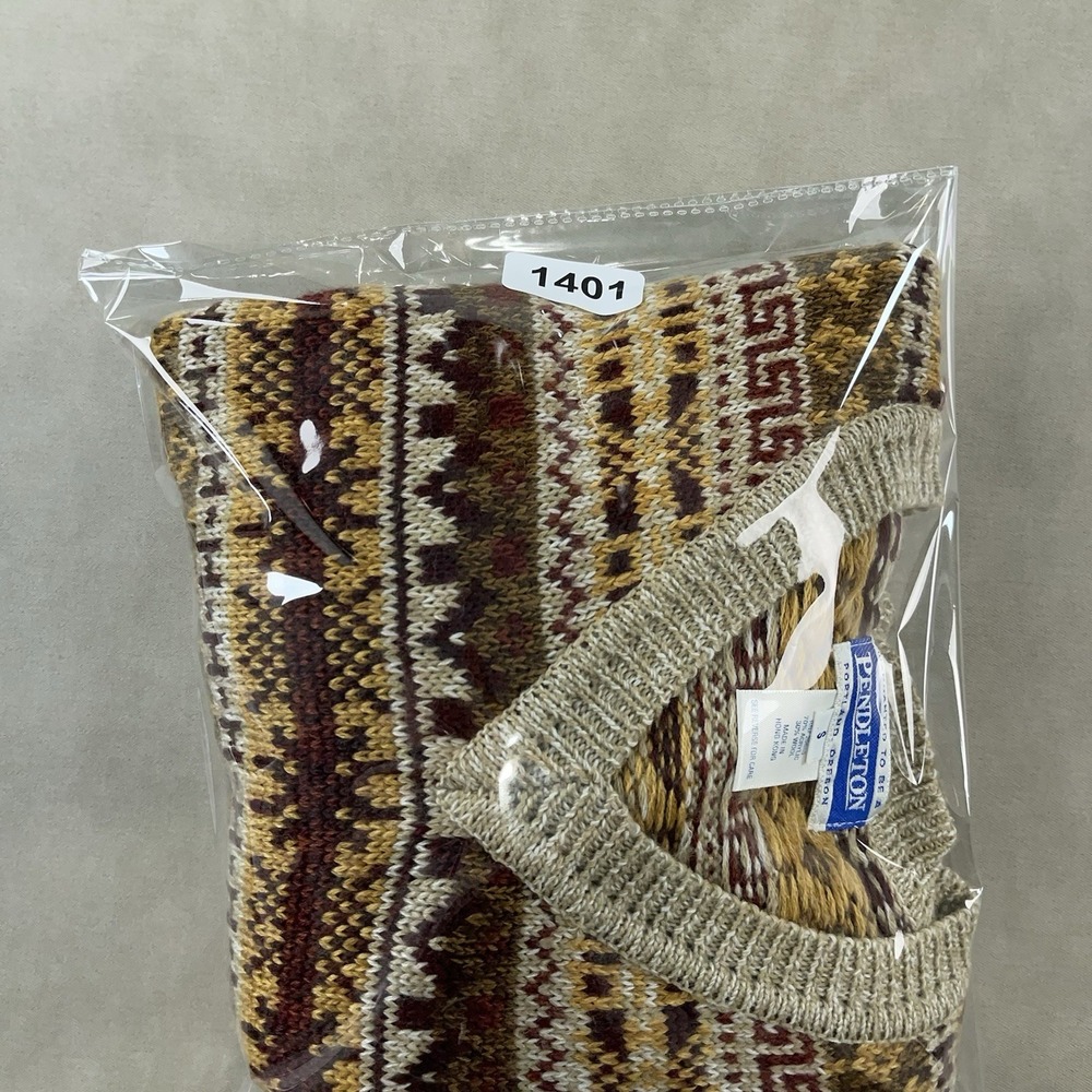 Vintage Pendleton Fair Isle Sweater Women's Small V-Neck Brown Wool Acrylic 90s - Picture 10 of 10